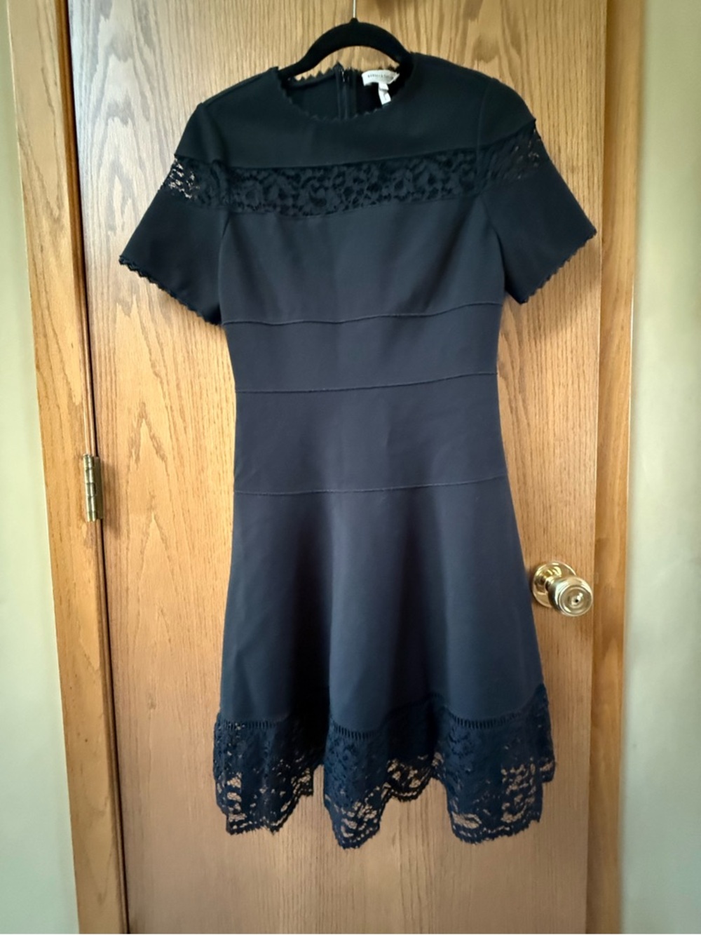 Rebecca Taylor Black Lace-Trim Dress